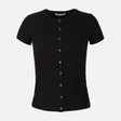 Women Rib Basic Placket T-Shirt