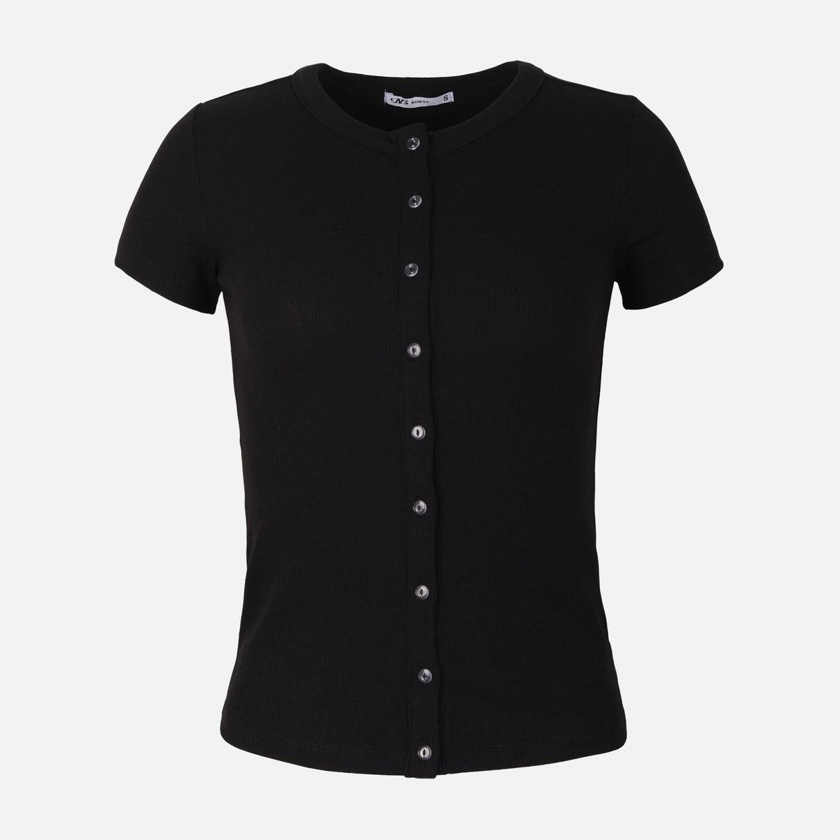 Women Rib Basic Placket T-Shirt