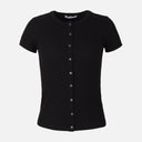 Women Rib Basic Placket T-Shirt