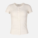 Women Rib Basic Placket T-Shirt