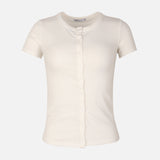 Women Rib Basic Placket T-Shirt