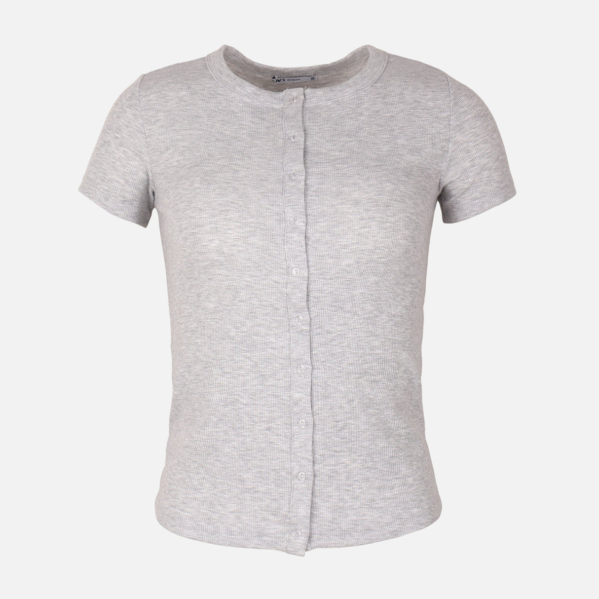 Women Rib Basic Placket T-Shirt