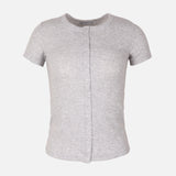 Women Rib Basic Placket T-Shirt