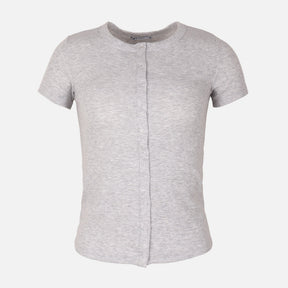 Women Rib Basic Placket T-Shirt