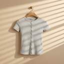 Women Rib Basic Placket T-Shirt