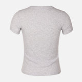 Women Rib Basic Placket T-Shirt