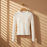 Women Rib Jacquard Long Sleeve T-Shirt