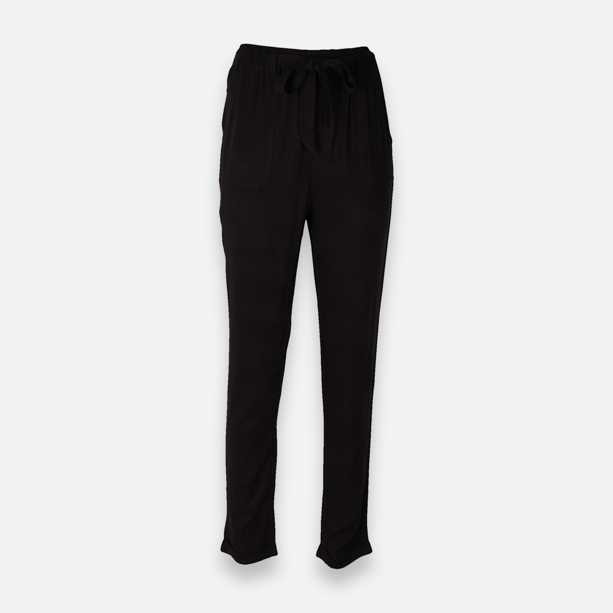 Women Woven Pants Straight Leg Drawstring Trousers