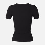Women Ribbed Short Sleeve T-Shirt