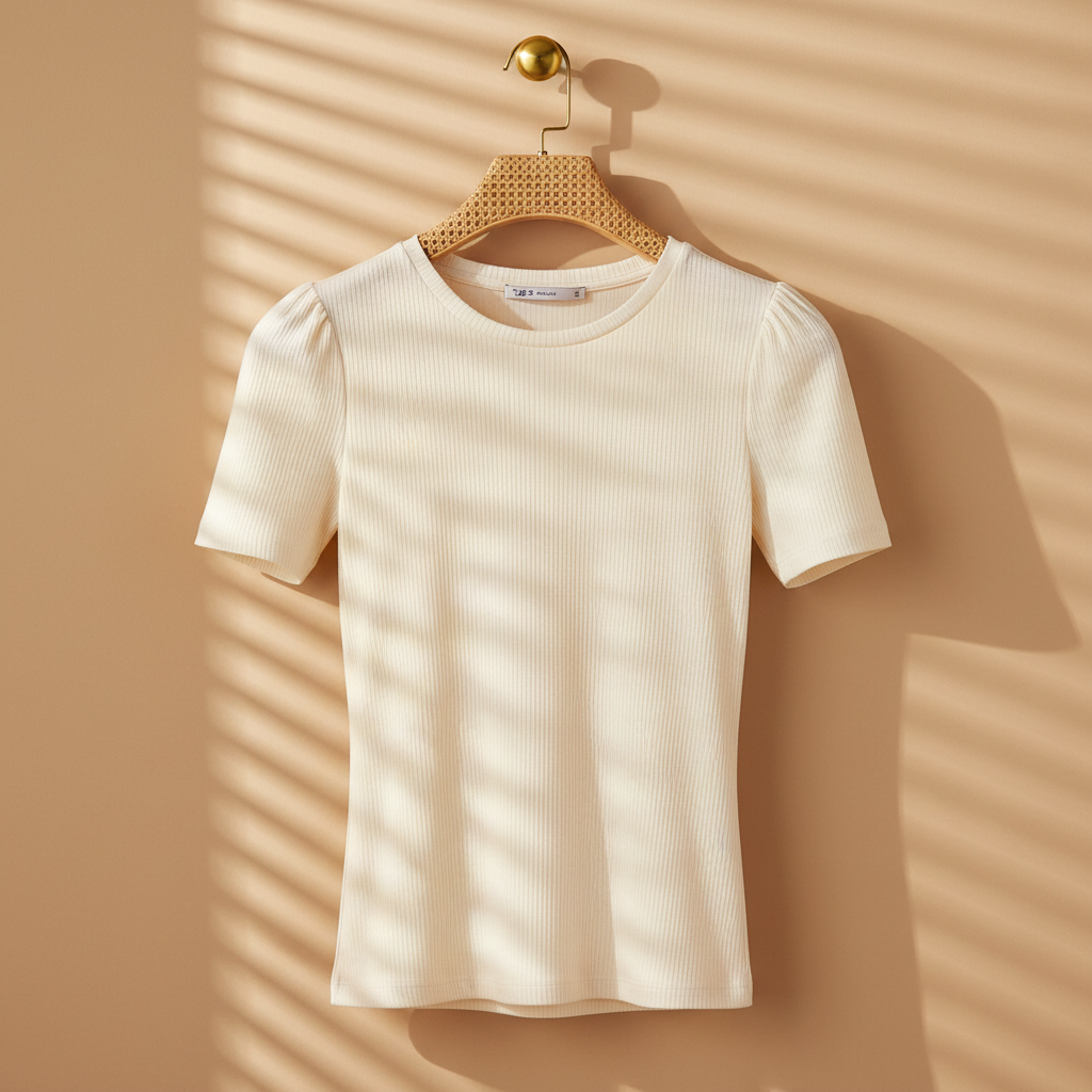 Women Ribbed Short Sleeve T-Shirt
