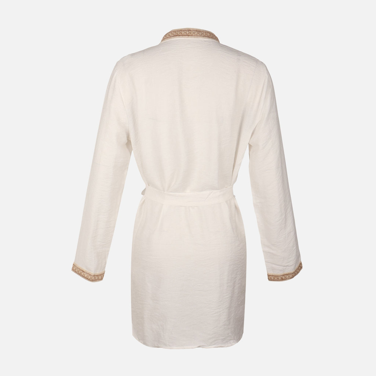 Women Long Sleeve Tunic And Pants Set Ivory With Waist Belt