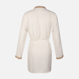 Women Long Sleeve Tunic And Pants Set Ivory With Waist Belt