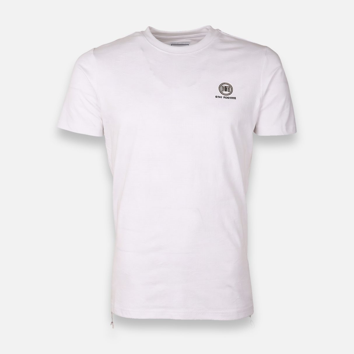 Men Jacquard Round Neck Short Sleeve T-Shirt