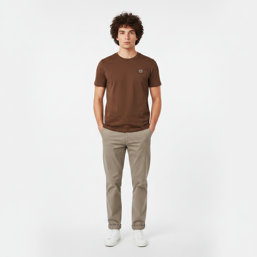 Men Jacquard Round Neck Short Sleeve T-Shirt