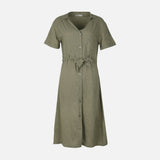 Women Short Sleeve Cotton Flex Midi Dress