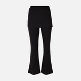 Women Wrap Flare Fit Jersey Pants With Skirt Overlay