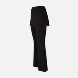 Women Wrap Flare Fit Jersey Pants With Skirt Overlay