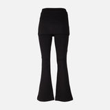 Women Wrap Flare Fit Jersey Pants With Skirt Overlay