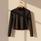 Women Basic Long Sleeve High Neck T-Shirt
