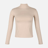Women Basic Long Sleeve High Neck T-Shirt
