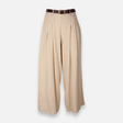 Women Linen Blend Wide-Leg Trousers With Belt