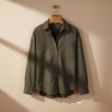 Women Linen Blend Oversized Shirt – Long Sleeve