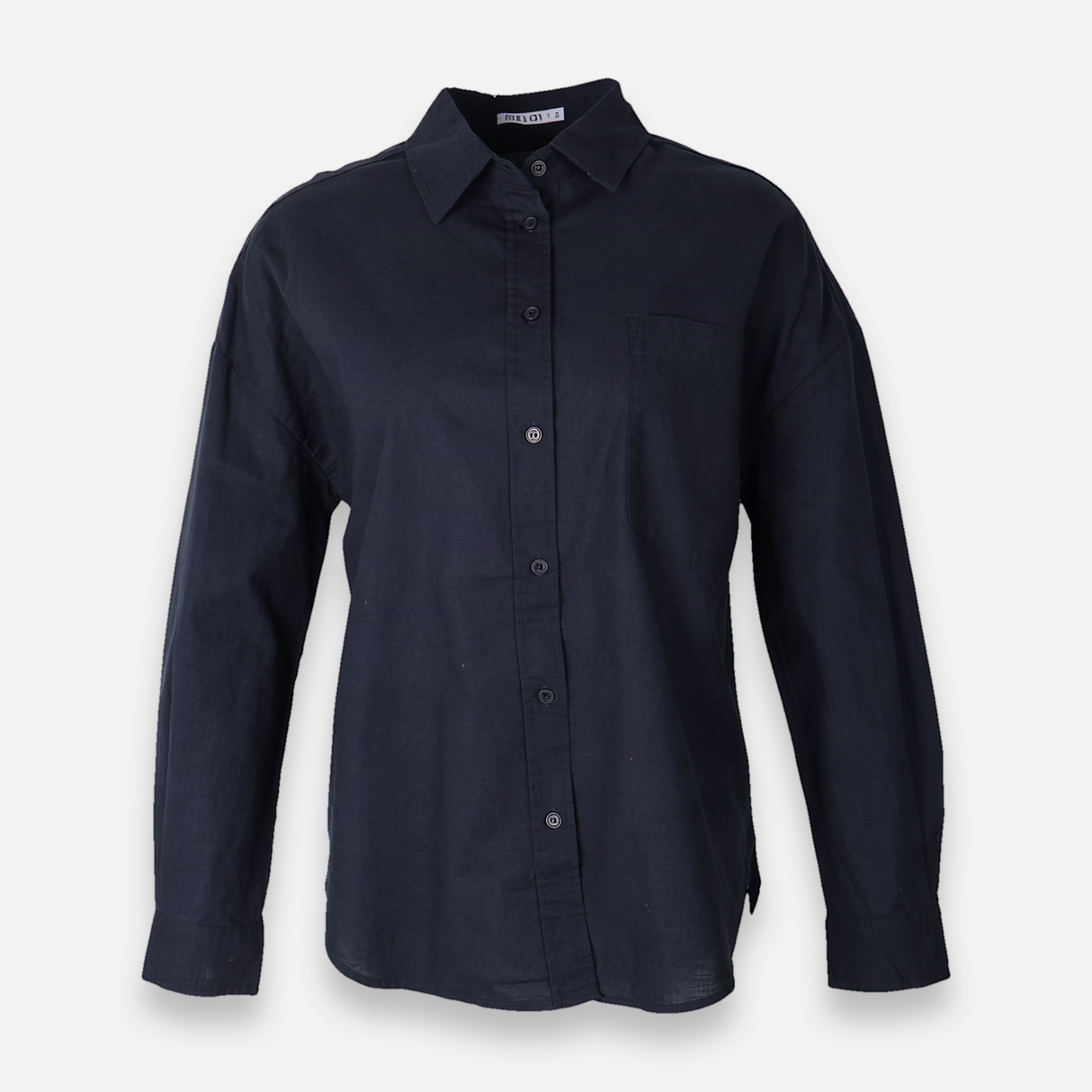 Women Linen Blend Oversized Shirt – Long Sleeve