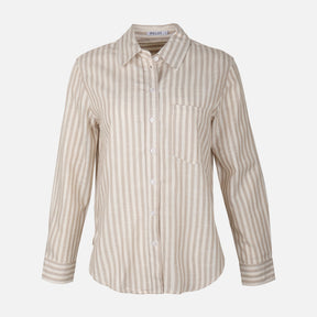Women Linen Blend Striped Shirt