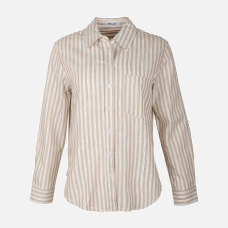 Women Linen Blend Striped Shirt