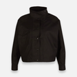 Women Woven Cropped Jacket With High Collar