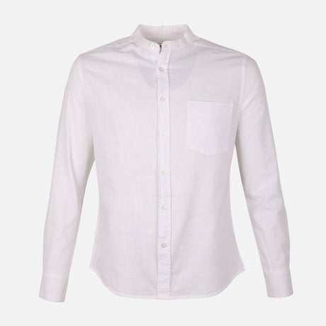 Men Mandarin Collar Long Sleeve Plain Shirt