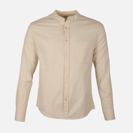 Men Mandarin Collar Long Sleeve Plain Shirt