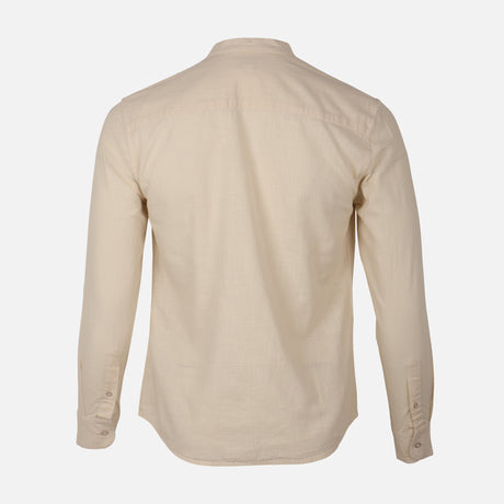 Men Mandarin Collar Long Sleeve Plain Shirt