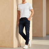 Men Knitted Denim Cargo Pant