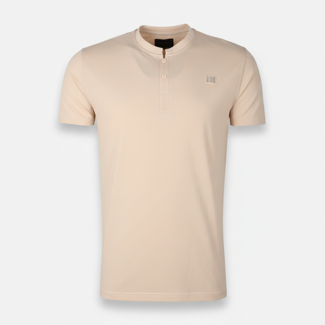 Men Pique Henley T-Shirt Short Sleeve