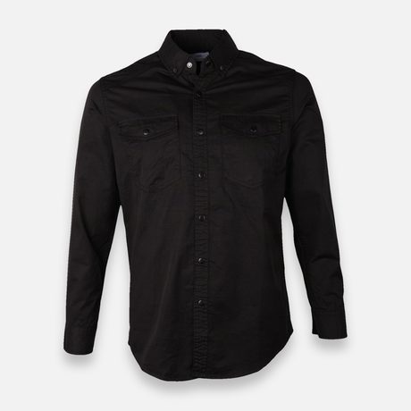Men Woven Plain Shirt Long Sleeve