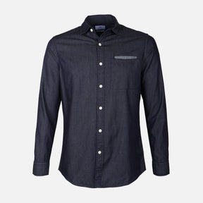 Men Plain Denim Long Sleeve Shirt