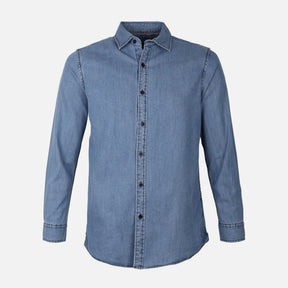 Men Plain Denim Long Sleeve Shirt