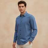 Men Plain Denim Long Sleeve Shirt