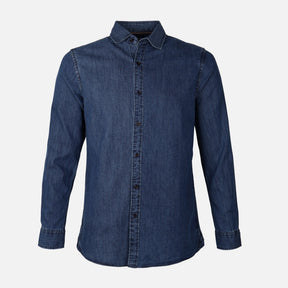 Men Plain Denim Long Sleeve Shirt