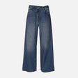 WOMEN CROSSED WAIST WIDE LEG PANT JEANS