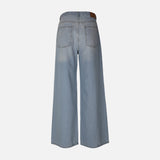 WOMEN CROSSED WAIST WIDE LEG PANT JEANS