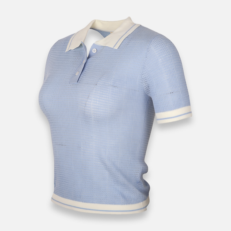 Women Knitted Polo T-Shirt Short Sleeve
