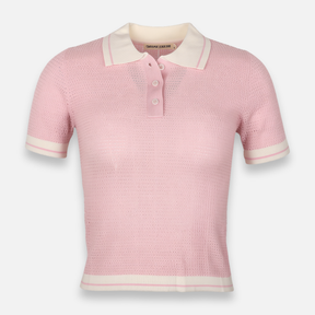 Women Knitted Polo T-Shirt Short Sleeve