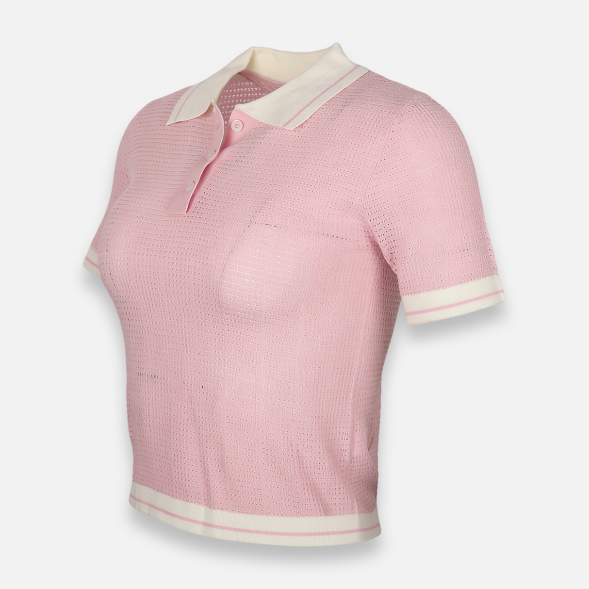 Women Knitted Polo T-Shirt Short Sleeve