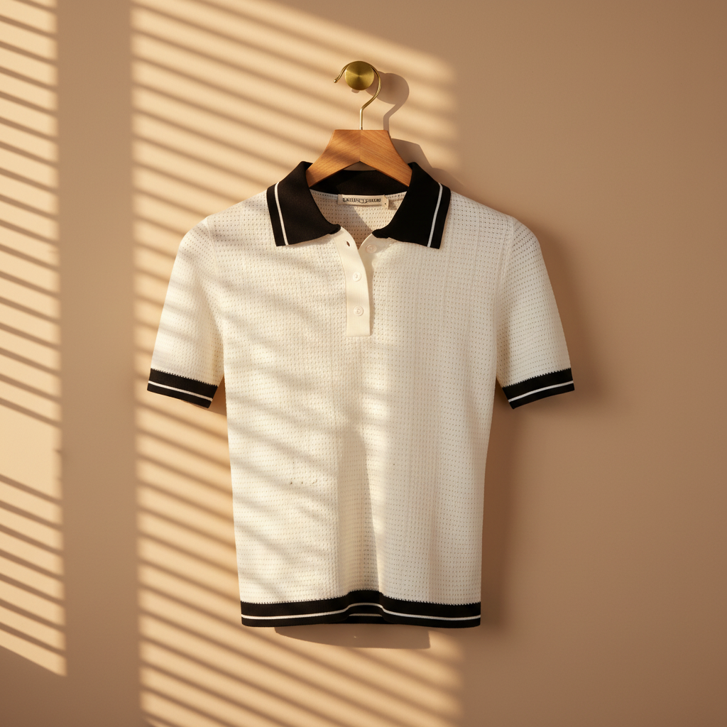 Women Knitted Polo T-Shirt Short Sleeve