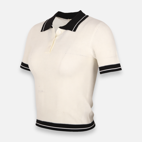 Women Knitted Polo T-Shirt Short Sleeve