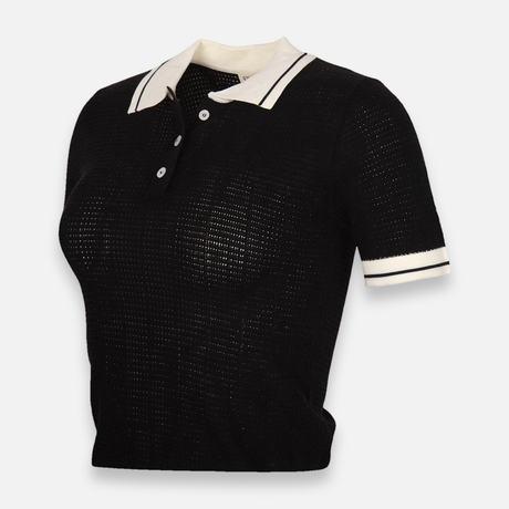 Women Knitted Polo T-Shirt Short Sleeve