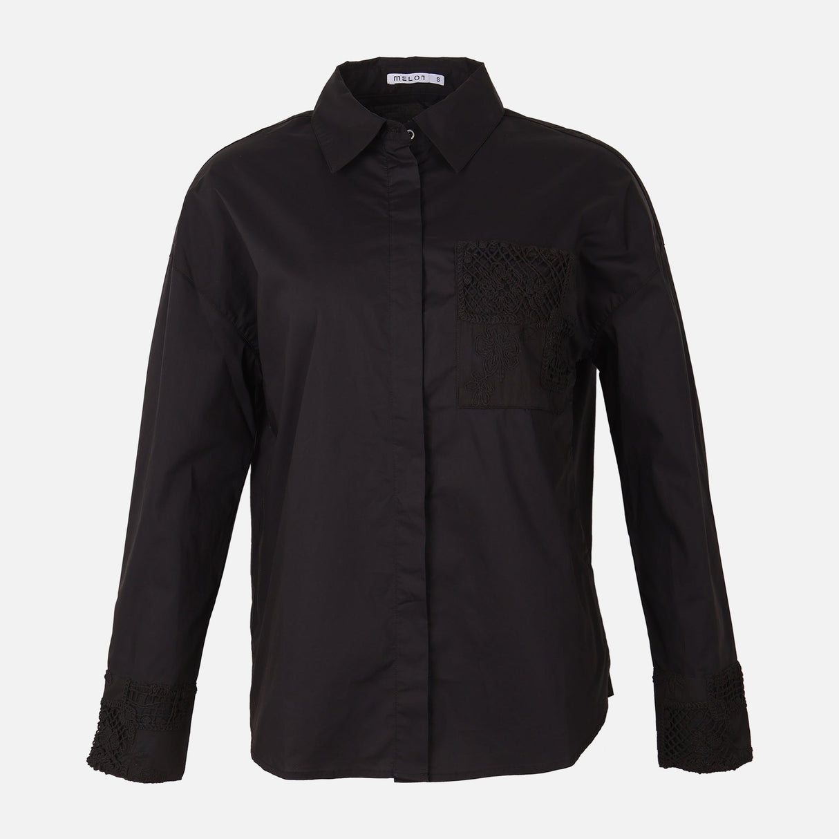 Women Oversize Lace Pocket Shirt