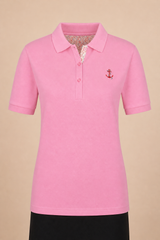 MNBFS72B WOMEN'S B BASIC PQ POLO / MNBFS72B WOMEN'S B BASIC - DARK PINK - on model